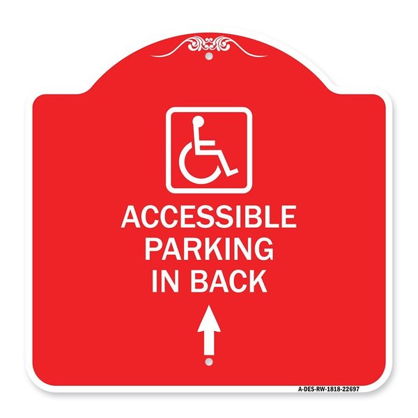 Signmission W/ NY Approved Isa Accessible Parking on Up Arrow W/ Graphic Alum Sign, 18" x 18", RW-1818-22697 A-DES-RW-1818-22697